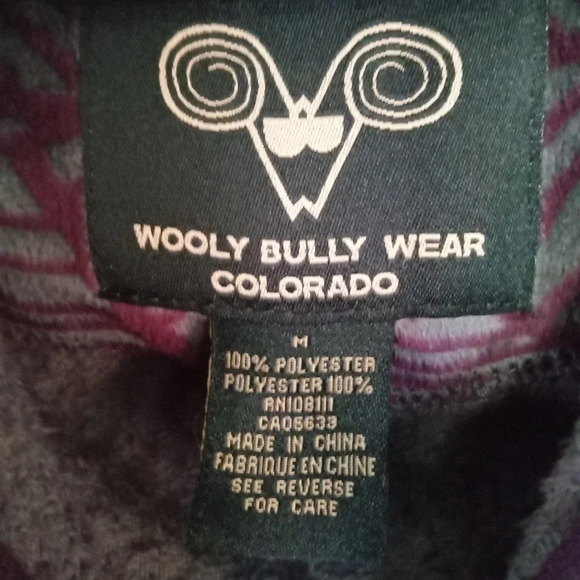 Wooly Bully Soft Fleece 1/4 Zip Jacket Textured Pattern Gray Trim Size Medium - Picture 2 of 4